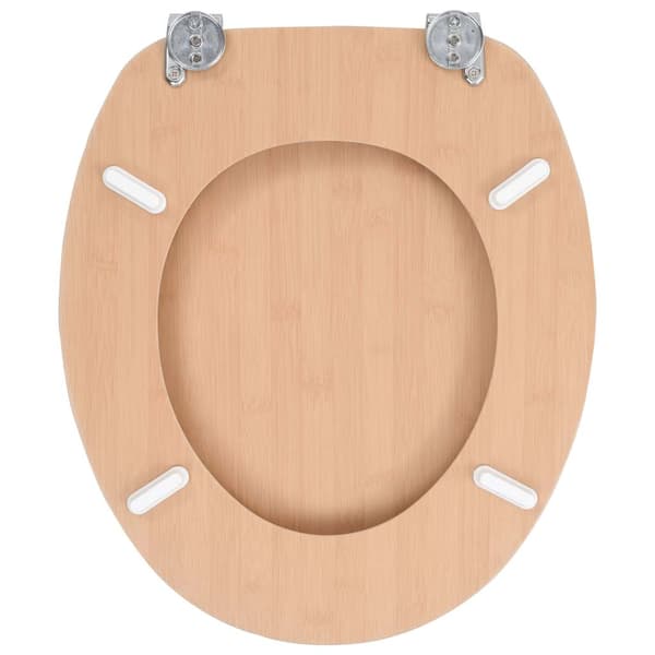 vidaXL Toalettsits med lock MDF bambudesign Brun