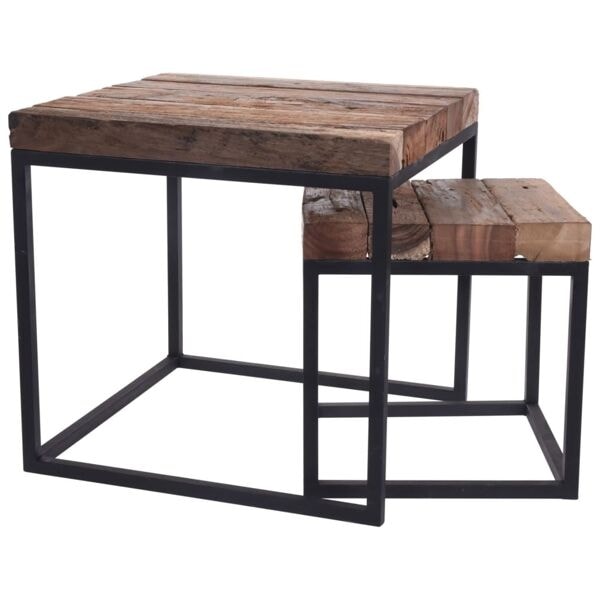 H&S Collection Sidobord 2 st teak Brun