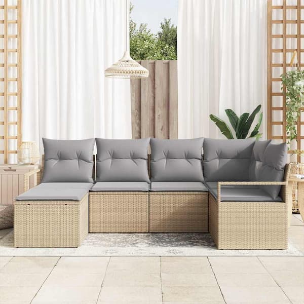 vidaXL Soffset 6 st Beige konstrotting Beige