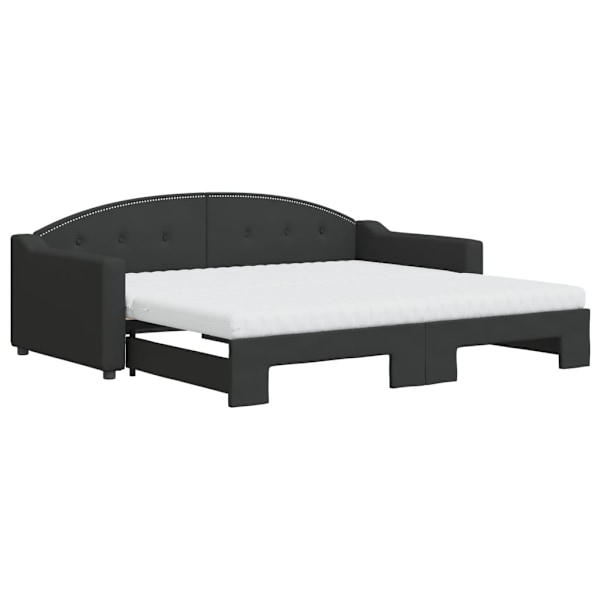 vidaXL Dagbädd med extrabädd och madrasser svart 90x190 cm tyg Svart