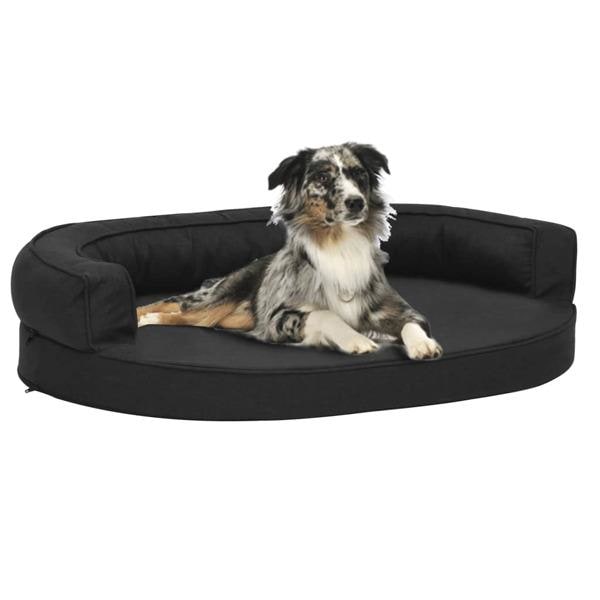 vidaXL Ergonomisk hundmadrass 75x53 cm linnelook svart Svart