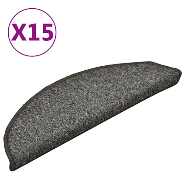vidaXL Trappstegsmattor 15 st mörkgrå 56x17x3 cm grå