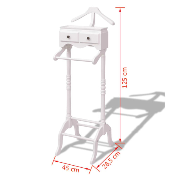 vidaXL Klädställ med skåp trä vit Vit