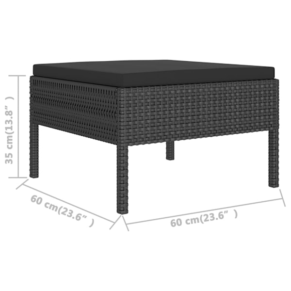 vidaXL Loungegrupp med dynor 5 delar konstrotting svart Svart
