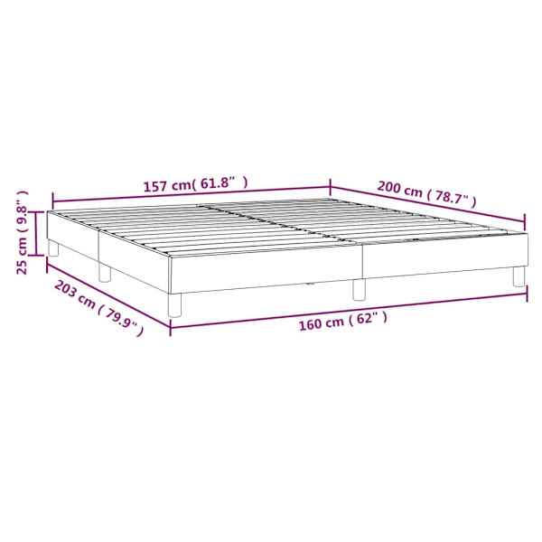 vidaXL Sängram utan madrass ljusgrå 160x200 cm tyg Grå