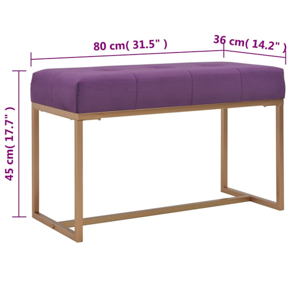 vidaXL Bänk 80 cm lila sammet Lila