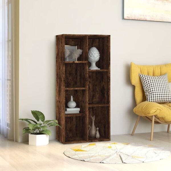 vidaXL Bokhylla rökfärgad ek 50x25x106 cm Brun
