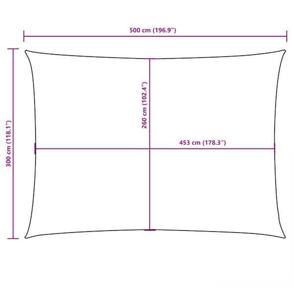 vidaXL Solsegel oxfordtyg rektangulärt 3x5 m vit Vit