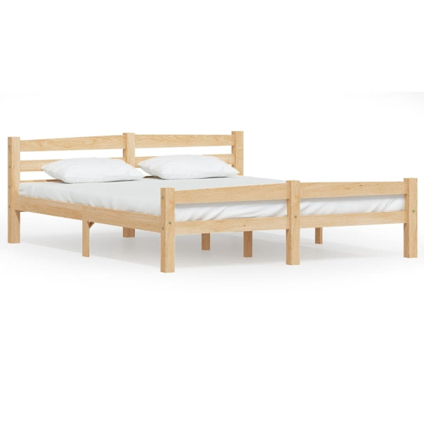vidaXL Sängram massiv furu 160x200 cm Brun