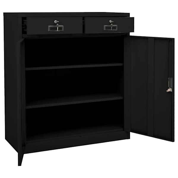 vidaXL Dokumentskåp svart 90x40x102 cm stål Svart