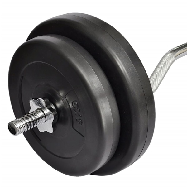vidaXL Curlstång inkl. vikt 30kg Svart
