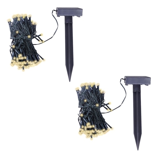 vidaXL Solcellsdriven LED-ljusslinga 2 st varmvit Svart