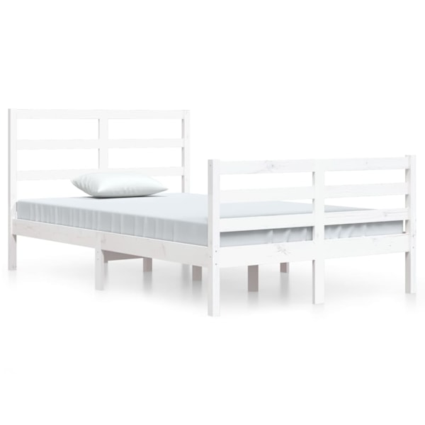 vidaXL Sängram vit massiv furu 120x200 cm enkelsäng Vit