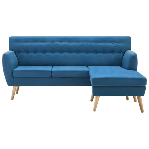 vidaXL Soffa L-formad tyg 171,5x138x81,5 cm blå Blå