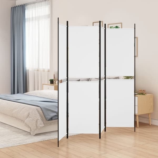 vidaXL Rumsavdelare 4 paneler vit 200x200 cm tyg Vit
