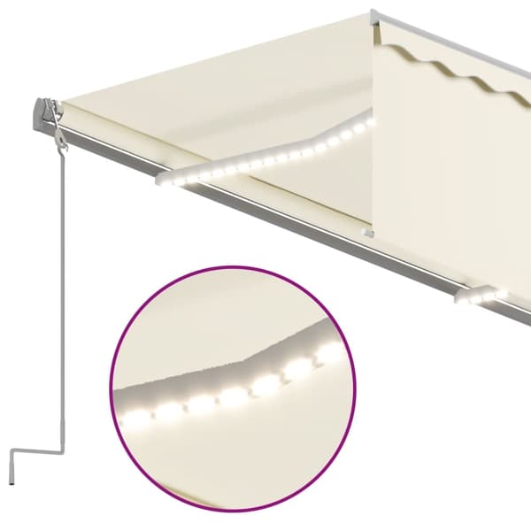 vidaXL Automatiserad markis vindsensor rullgardin LED 3x2,5m gräddvit Creme