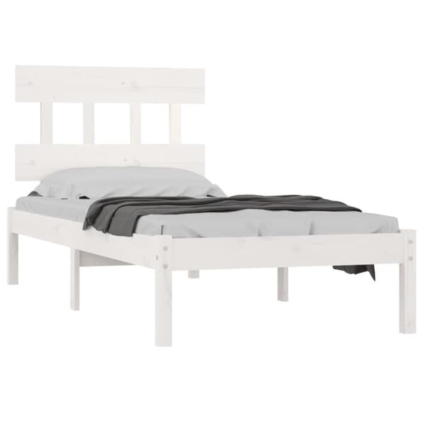 vidaXL Sängram vit massivt trä 90x190 cm Vit
