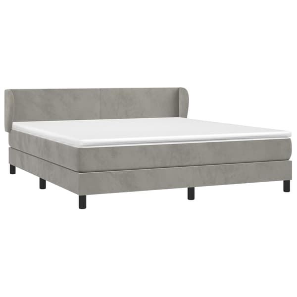 vidaXL Ramsäng med madrass ljusgrå 180x200 cm sammet Grå