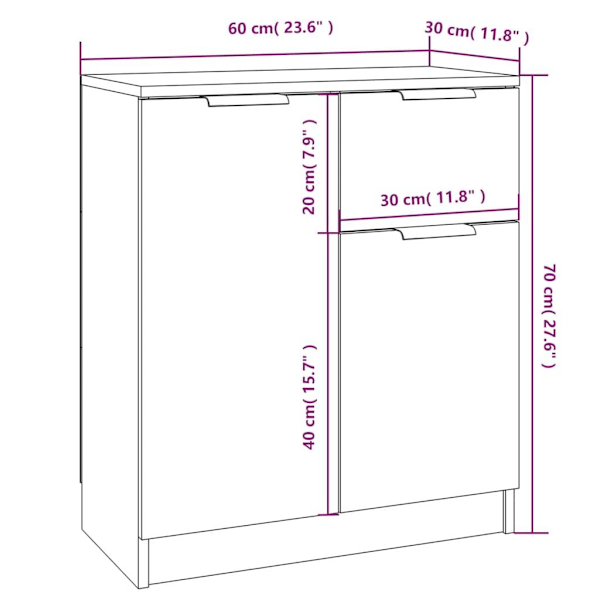 vidaXL Skänkar 2 st vit 60x30x70 cm konstruerat trä Vit