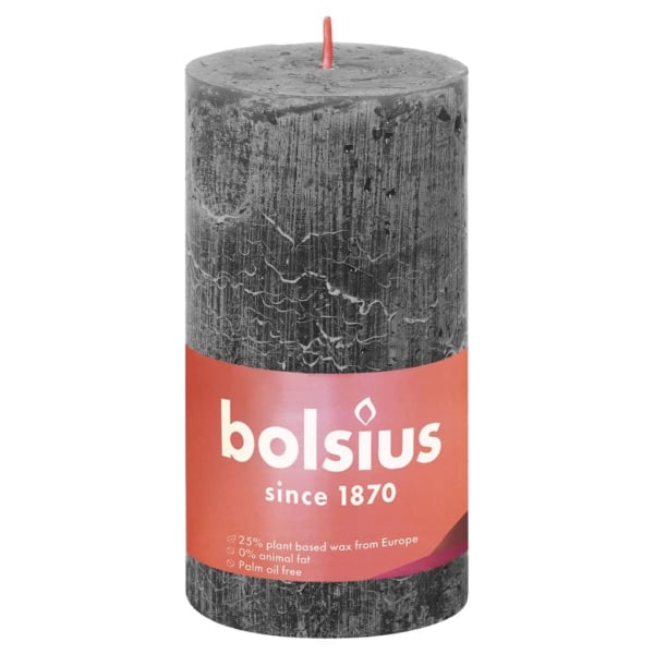 Bolsius Rustika blockljus 4-pack 130x68 mm stormgrå grå