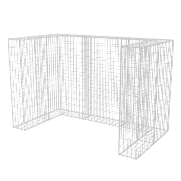 vidaXL Gabionkorg med skydd för 2 soptunnor stål 180x100x120 cm Silver