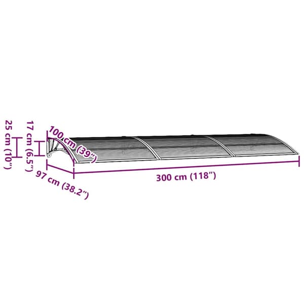 vidaXL Entrétak grå 300x100 cm polykarbonat Grå