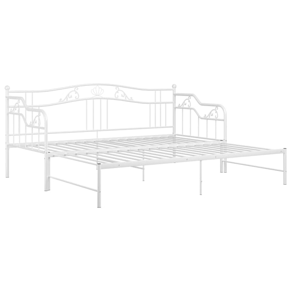 vidaXL Utdragbar sängram bäddsoffa vit metall 90x200 cm Vit