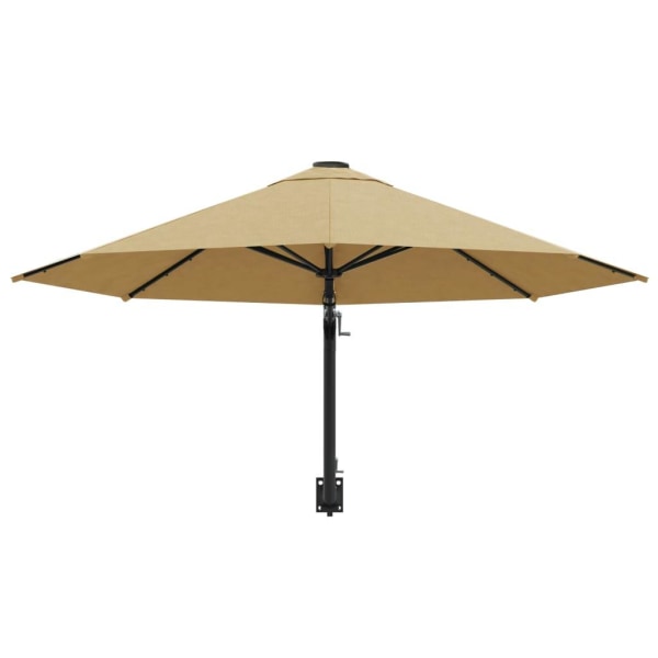vidaXL Väggmonterat parasoll med metallstång 300 cm taupe Taupe