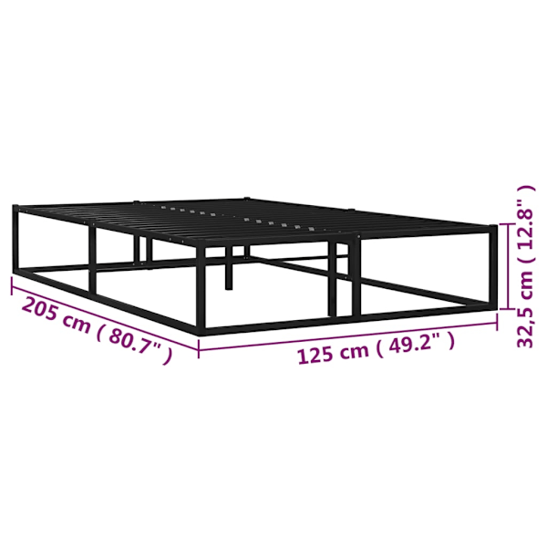 vidaXL Sängram utan madrass svart metall 120x200 cm Svart