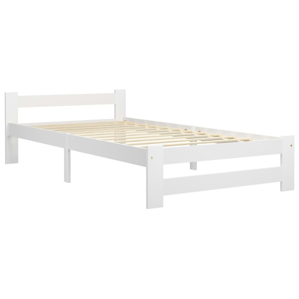 vidaXL Sängram vit massiv furu 90x200 cm Vit