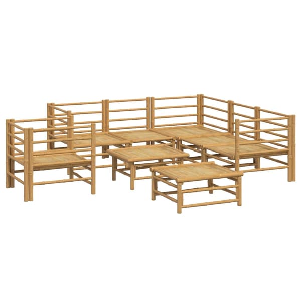 vidaXL Loungegrupp 8 delar ljusgråa dynor bambu Brun