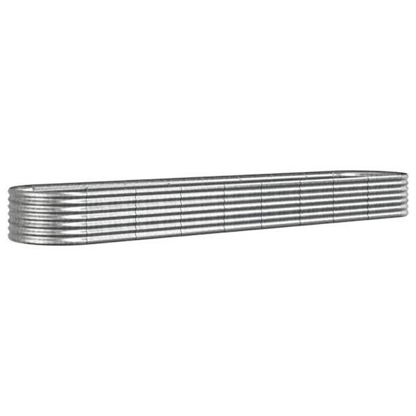 vidaXL Odlingslåda pulverlackerat stål 368x80x36 cm silver Silver