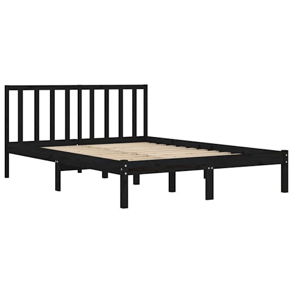 vidaXL Sängram svart massiv furu 200x200 cm Svart