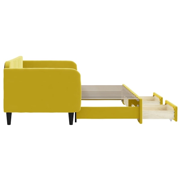 vidaXL Dagbädd utdragbar med lådor gul 90x200 cm sammet Gul