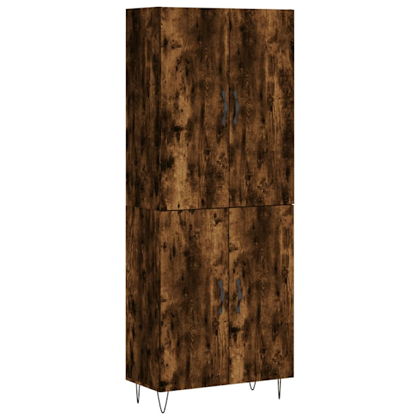 vidaXL Högskåp rökfärgad ek 69,5x34x180 cm konstruerat trä Brun