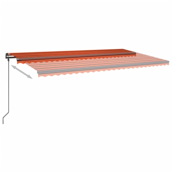 vidaXL Automatisk markis med vindsensor & LED 6x3,5 m orange/brun Flerfärgsdesign