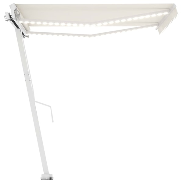 vidaXL Markis manuellt infällbar med LED 350x250 cm gräddvit Creme
