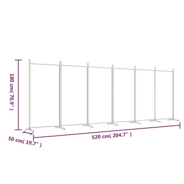 vidaXL Rumsavdelare 6 paneler antracit 520x180 cm tyg Antracit