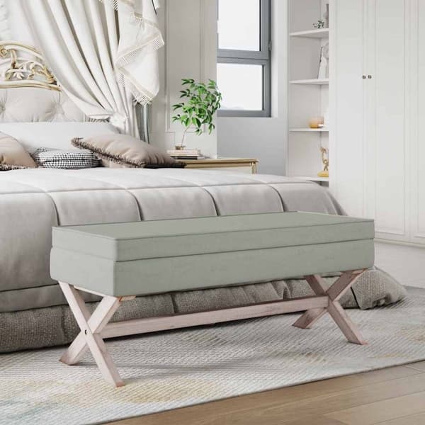 vidaXL Förvaringspall ljusgrå 110x45x49 cm sammet Grå