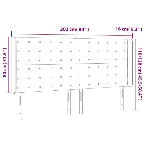 vidaXL Sänggavel med kanter grå 203x16x118/128 cm konstläder Grå