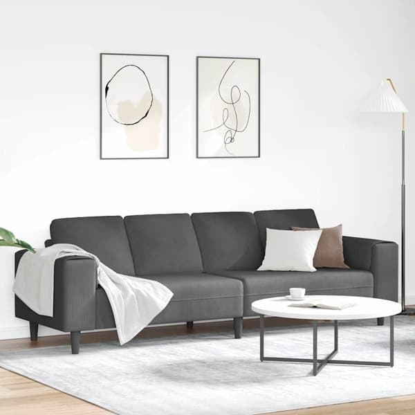 vidaXL Soffa Mörkgrå 250 x 77 x 76 cm Kordread tyg Grå
