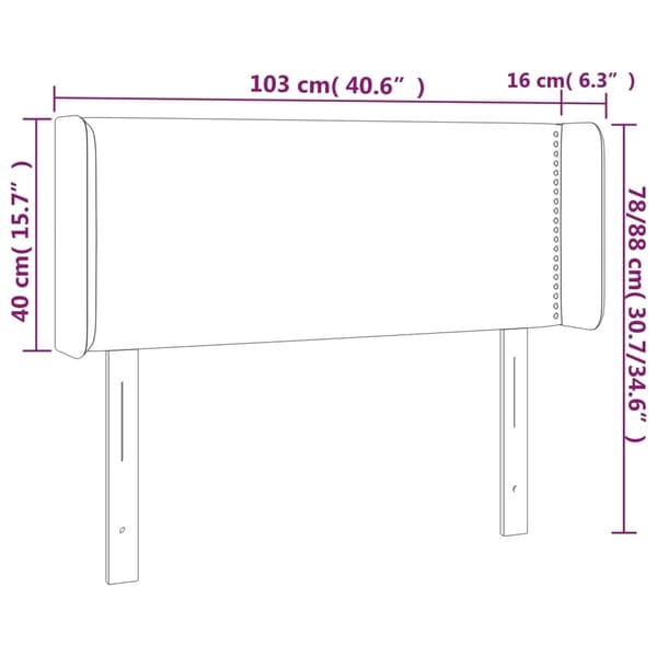 vidaXL Sänggavel LED mörkgrön 103x16x78/88 cm sammet Grön