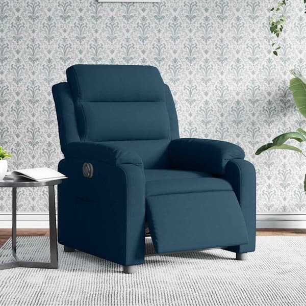 vidaXL Elektrisk reclinerfåtölj blå sammet Blå