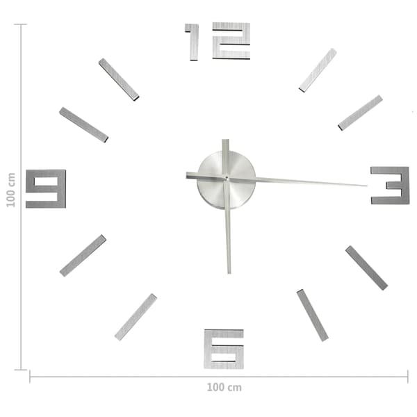 vidaXL Väggklocka 3D modern design silver 100 cm XXL Silver