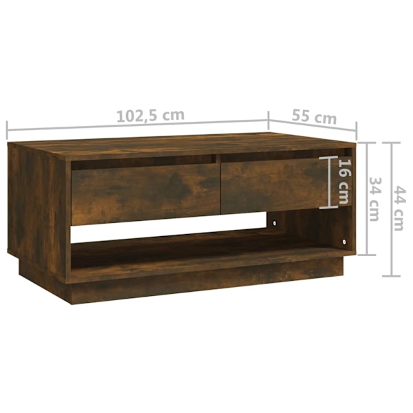 vidaXL Soffbord rökfärgad ek 102,5x55x44 cm konstruerat trä Brun
