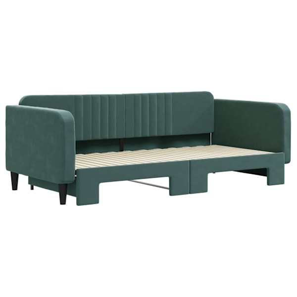 vidaXL Dagbädd utdragbar mörkgrön 100x200 cm sammet Grön