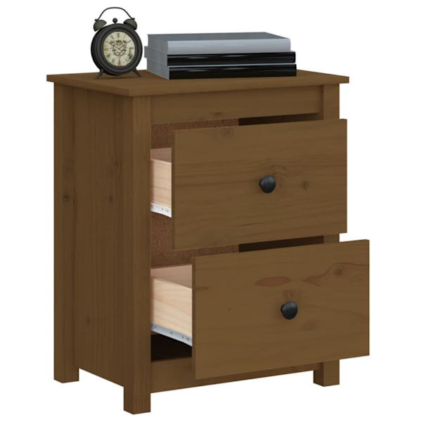 vidaXL Sängbord honungsbrun 50x35x61,5 cm massiv furu Brun