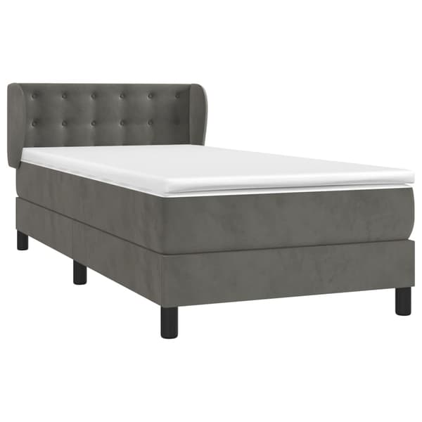 vidaXL Ramsäng med madrass mörkgrå 90x190 cm sammet Grå
