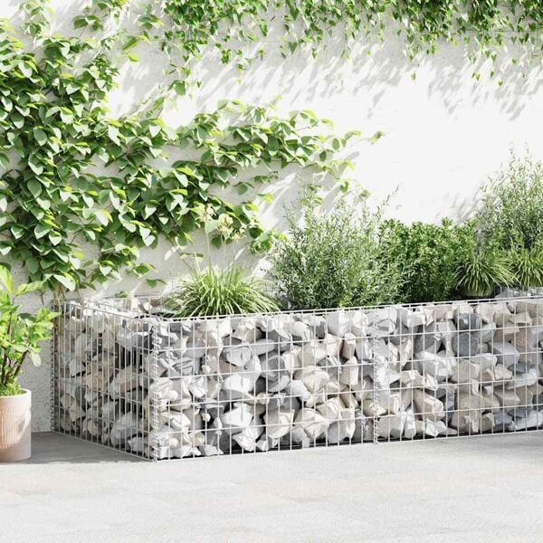 vidaXL Gabionblomlåda 180 x 90 50 cm Silver