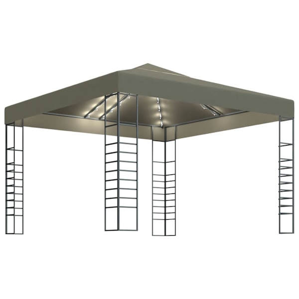 vidaXL Paviljong med ljusslinga LED 3x3 m taupe Taupe